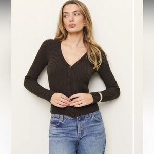 NWT Reformation Fia Cashmere Blend Cardigan Brown - Size M